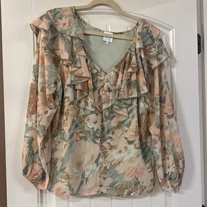 Shops the Mint On The Sweet Side Apricot Orange Ruffled Blouse Size M